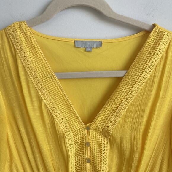 J Gee Plus Size 2X Yellow Puff Sleeves Tiered Smocked Midi Dress Resort Sundress - Picture 5 of 12